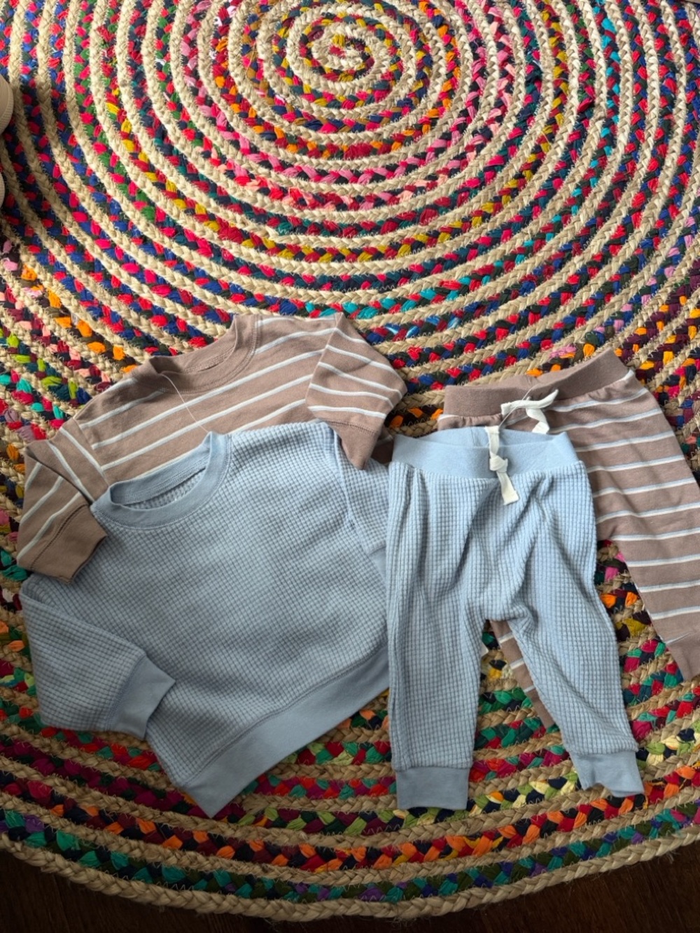 NWT Carter's Light Blue and Brown Baby Waffle Top Set -6M